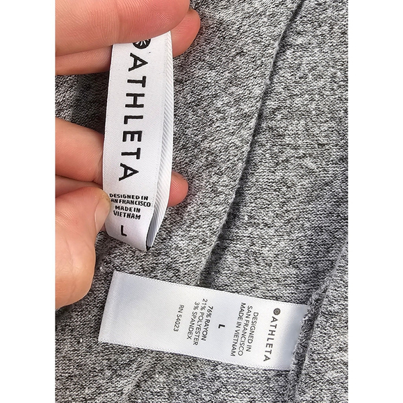 Athleta slouchy cardigan grey open hooded cardigan office sweater L EUC knit - Picture 5 of 6